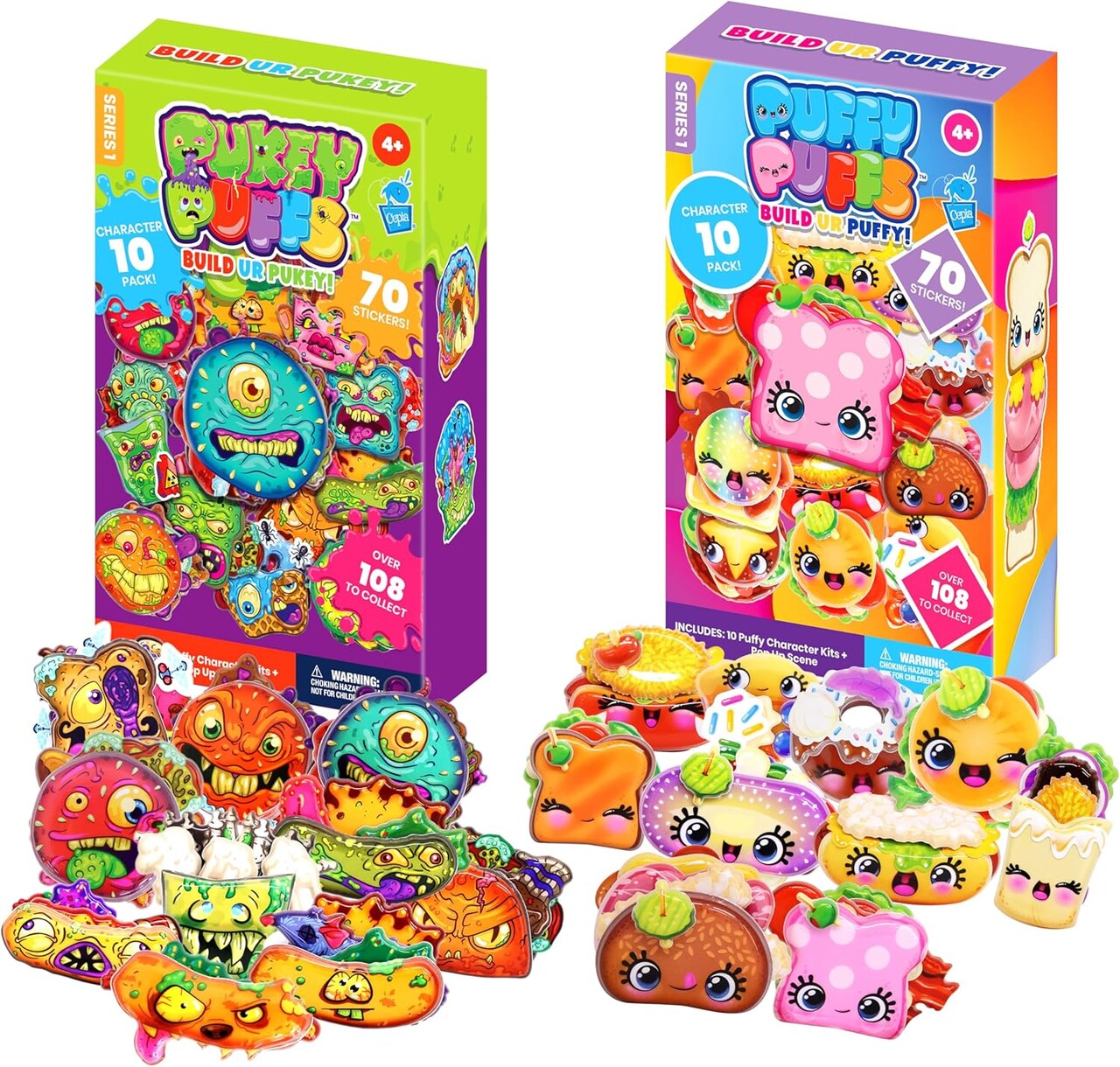 (20 Pack Bundle) – 3D Collectible Puffy Characters for Kids, 140+ Stickers